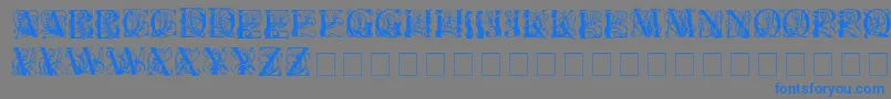 Elzeviercaps-Schriftart – Blaue Schriften auf grauem Hintergrund