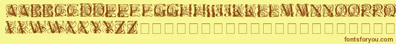 Saiba mais sobre a fonte Elzeviercaps Fonte Elzeviercaps – fontes marrons em um fundo amarelo