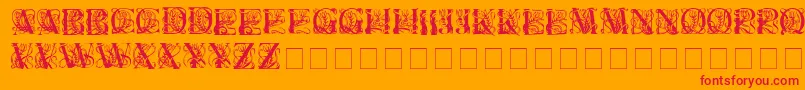 フォントElzeviercaps – オレンジの背景に赤い文字