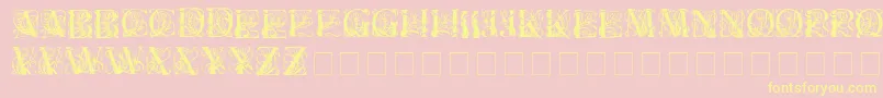 Elzeviercaps-Schriftart – Gelbe Schriften auf rosa Hintergrund