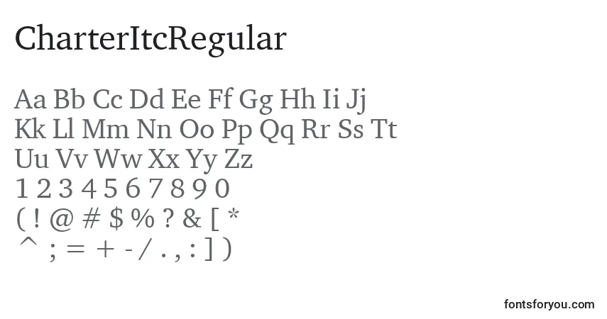 Fuente CharterItcRegular - alfabeto, números, caracteres especiales