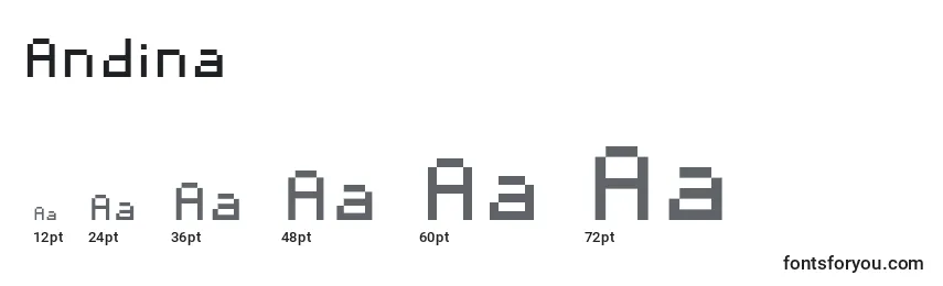 Размеры шрифта Andina