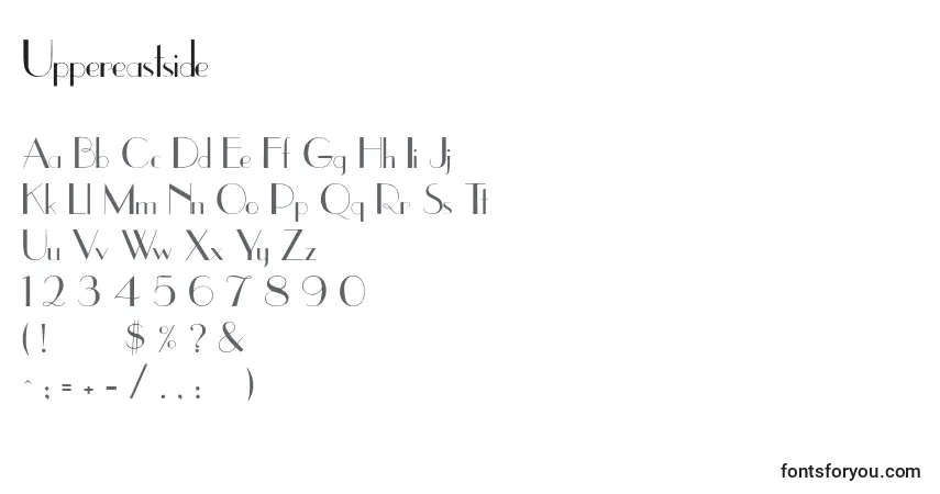 Schriftart Uppereastside – Alphabet, Zahlen, spezielle Symbole