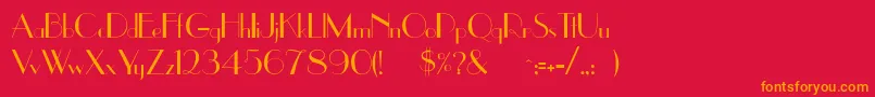 Uppereastside-Schriftart – Orangefarbene Schriften auf rotem Hintergrund