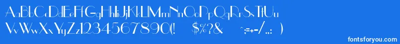 Uppereastside-Schriftart – Weiße Schriften auf blauem Hintergrund