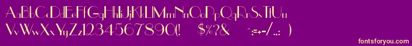 Uppereastside-Schriftart – Gelbe Schriften auf violettem Hintergrund