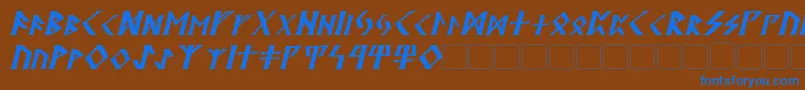 KehdraiItalic Font – Blue Fonts on Brown Background