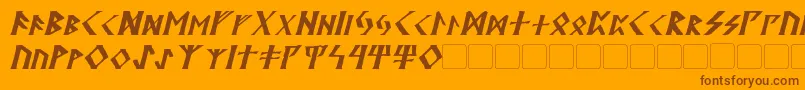 フォントKehdraiItalic – オレンジの背景に茶色のフォント