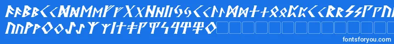 Czcionka KehdraiItalic – białe czcionki na niebieskim tle