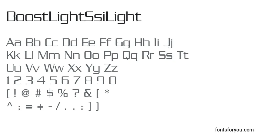 A fonte BoostLightSsiLight – alfabeto, números, caracteres especiais