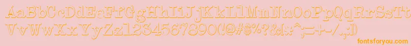 NeobulletinBeveled-Schriftart – Orangefarbene Schriften auf rosa Hintergrund