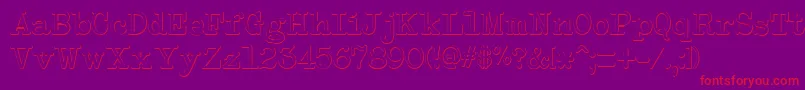 NeobulletinBeveled-Schriftart – Rote Schriften auf violettem Hintergrund