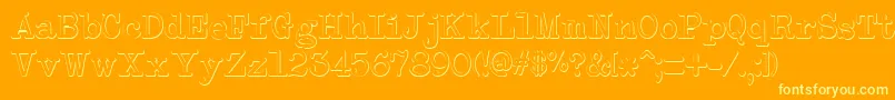 NeobulletinBeveled-Schriftart – Gelbe Schriften auf orangefarbenem Hintergrund