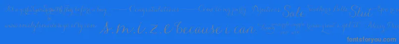 CarolynaWords-Schriftart – Graue Schriften auf blauem Hintergrund
