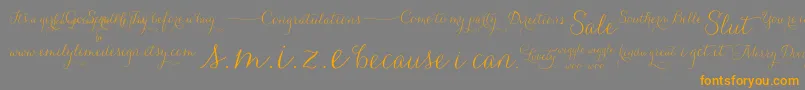 CarolynaWords-Schriftart – Orangefarbene Schriften auf grauem Hintergrund