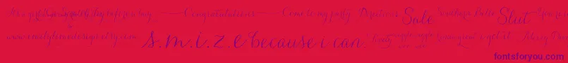 CarolynaWords-Schriftart – Violette Schriften auf rotem Hintergrund