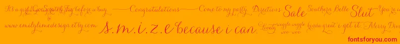 Fonte CarolynaWords – fontes vermelhas em um fundo laranja