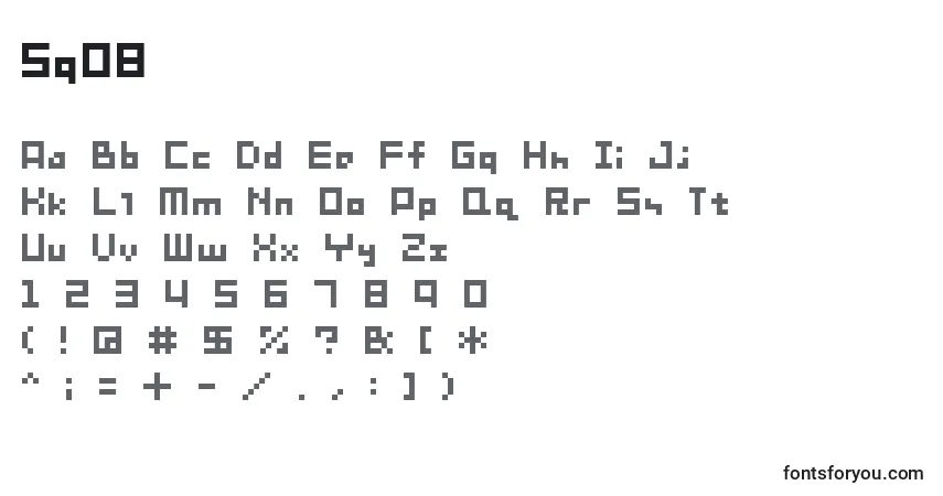 Schriftart Sg08 – Alphabet, Zahlen, spezielle Symbole
