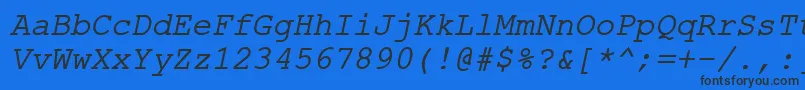 ErKurier866Italic Font – Black Fonts on Blue Background