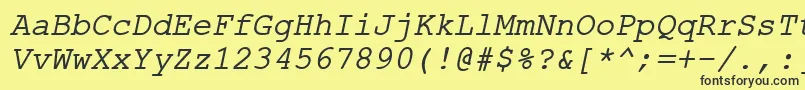 フォントErKurier866Italic – 黒い文字の黄色い背景