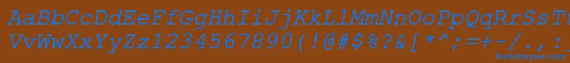 ErKurier866Italic Font – Blue Fonts on Brown Background