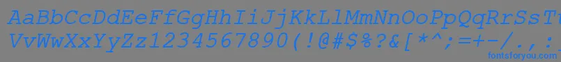 Fonte ErKurier866Italic – fontes azuis em um fundo cinza