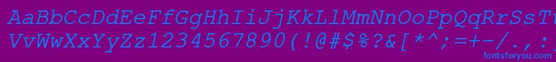 fuente ErKurier866Italic – Fuentes Azules Sobre Fondo Morado