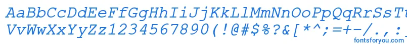 Czcionka ErKurier866Italic – niebieskie czcionki na białym tle