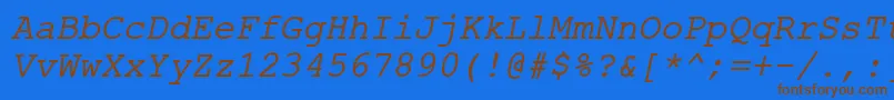ErKurier866Italic Font – Brown Fonts on Blue Background