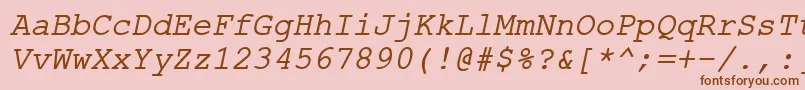 Шрифт ErKurier866Italic – коричневые шрифты на розовом фоне