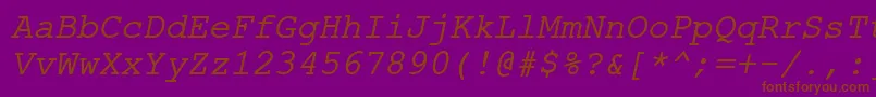 fuente ErKurier866Italic – Fuentes Marrones Sobre Fondo Morado