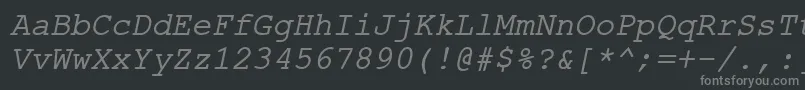 フォントErKurier866Italic – 黒い背景に灰色の文字