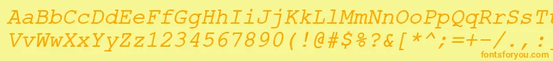 ErKurier866Italic Font – Orange Fonts on Yellow Background