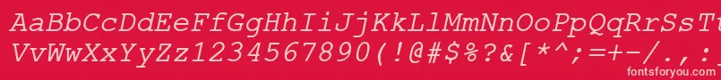 Шрифт ErKurier866Italic – розовые шрифты на красном фоне