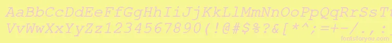 Шрифт ErKurier866Italic – розовые шрифты на жёлтом фоне