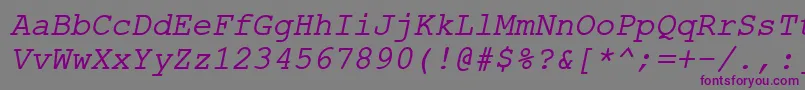 ErKurier866Italic-fontti – violetit fontit harmaalla taustalla