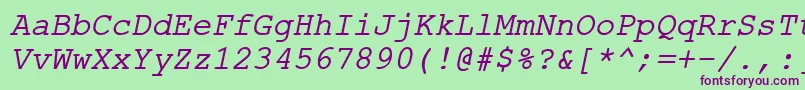 ErKurier866Italic Font – Purple Fonts on Green Background