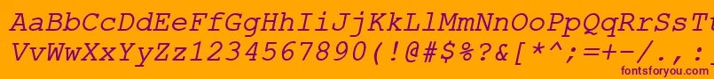 fuente ErKurier866Italic – Fuentes Moradas Sobre Fondo Naranja