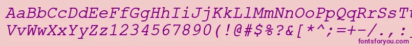 ErKurier866Italic Font – Purple Fonts on Pink Background