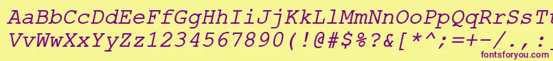 ErKurier866Italic Font – Purple Fonts on Yellow Background