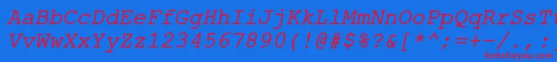 ErKurier866Italic Font – Red Fonts on Blue Background