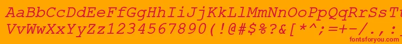 フォントErKurier866Italic – オレンジの背景に赤い文字