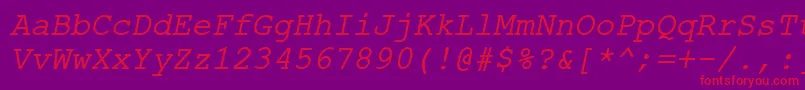 Шрифт ErKurier866Italic – красные шрифты на фиолетовом фоне