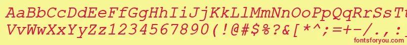 ErKurier866Italic Font – Red Fonts on Yellow Background
