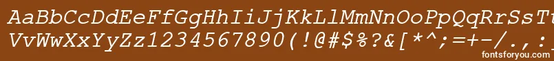 フォントErKurier866Italic – 茶色の背景に白い文字