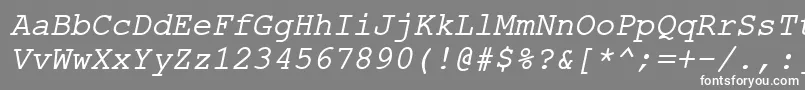 フォントErKurier866Italic – 灰色の背景に白い文字