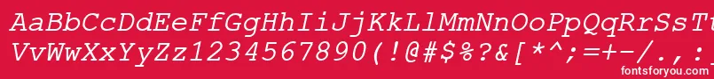 Шрифт ErKurier866Italic – белые шрифты на красном фоне