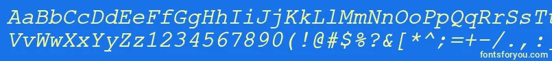 Шрифт ErKurier866Italic – жёлтые шрифты на синем фоне