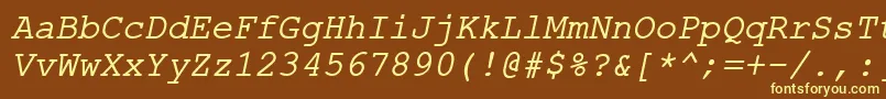 Шрифт ErKurier866Italic – жёлтые шрифты на коричневом фоне