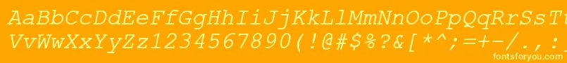 ErKurier866Italic-fontti – keltaiset fontit oranssilla taustalla